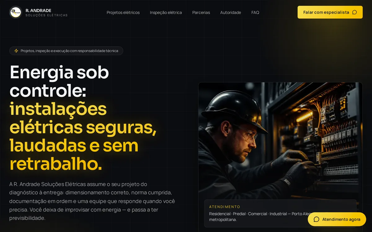 Site R. Andrade Soluções Elétricas